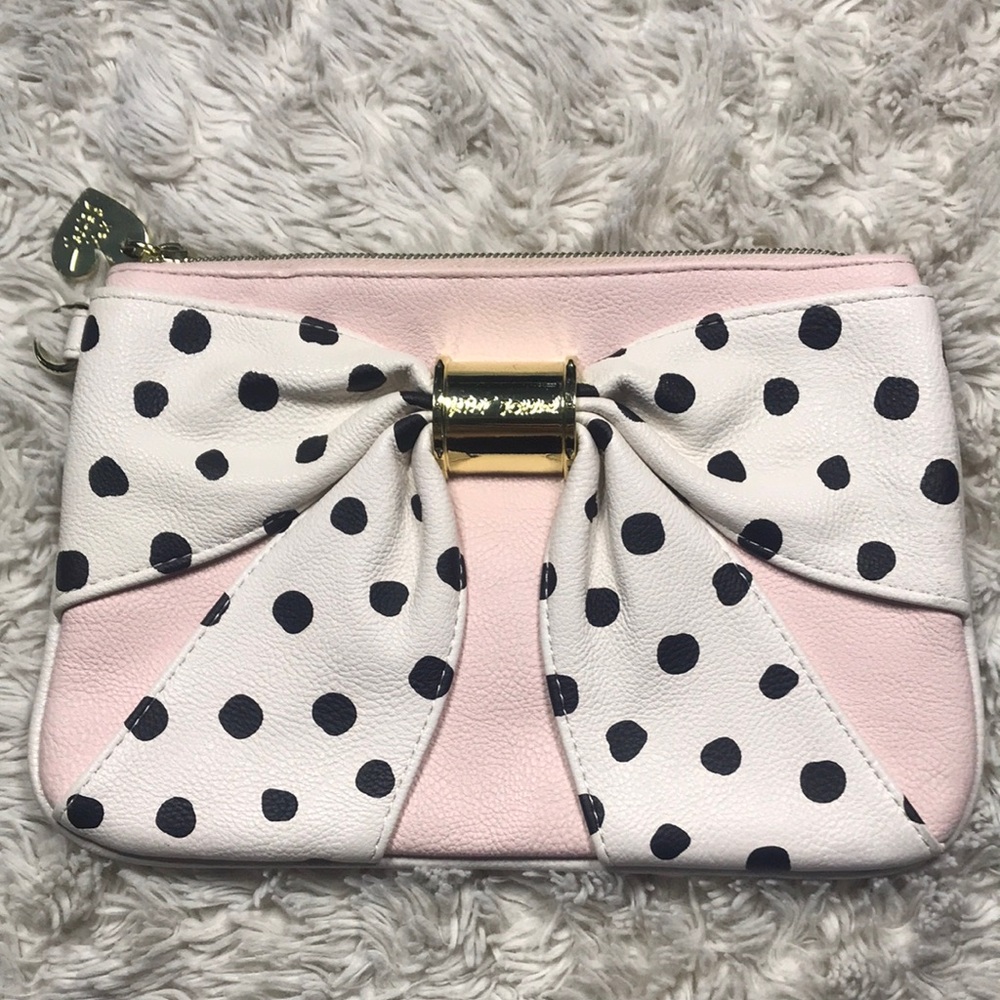Betsey Johnson Pink Bow Clutch/Wristlet